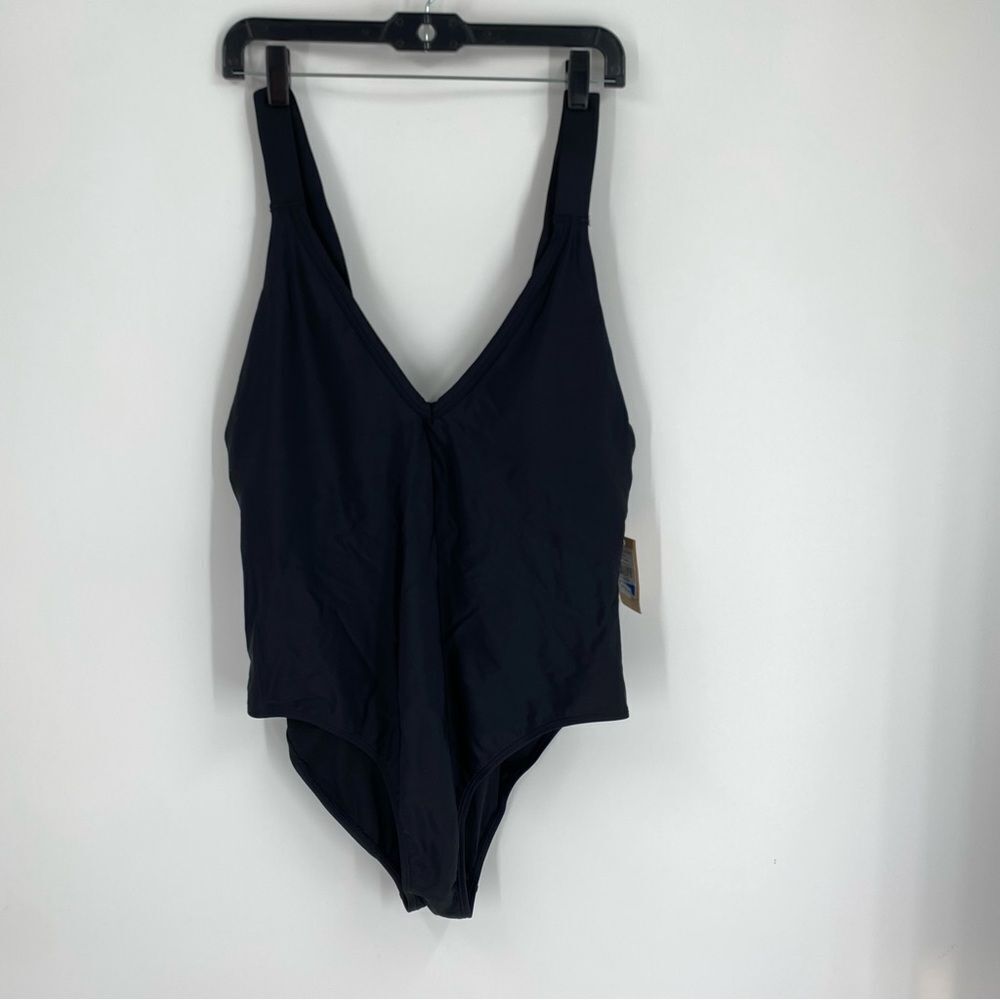 Rachel Roy Women's Solid Multi Strap Cage Back One Piece Swimsuit Black XL